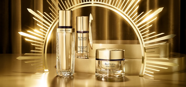 Re-Nutriv bestsellers line up on gold holiday background