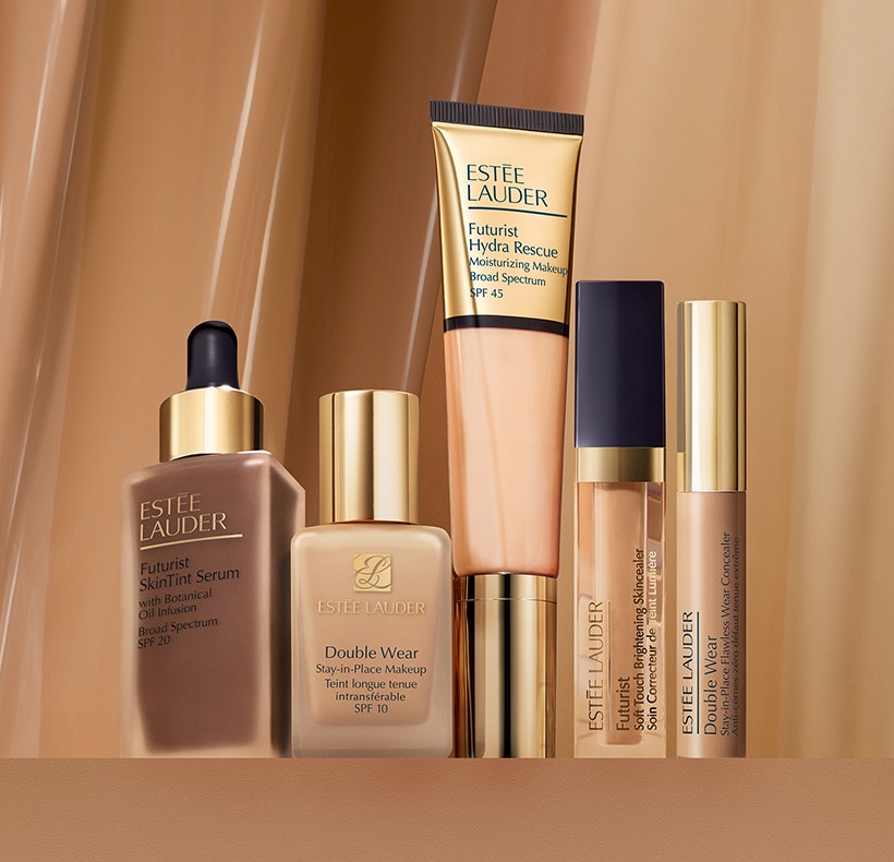 Estée Lauder foundations and concealers line up